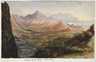[Yarborough, Gertrude Flora Cooke], fl 1870-1917 :View from Pali, Honolulu [1878?]