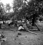 Cart-building workshop. Ilaisa Mini's place. (Sione Teu seated, Ilaisa right).