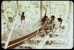 Sewn canoe at prow
