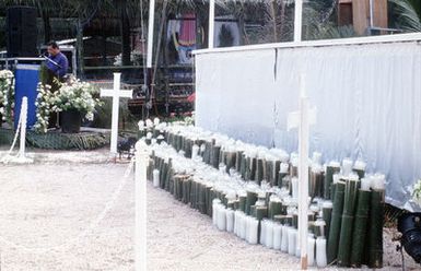 The Memorial Wall bearing the names of those who died at Manengon. PHOTO was taken during the 50TH Anniversary Ceremony of the Liberation of Guam, during WWII