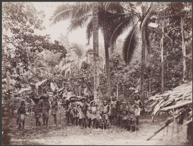 Women and children at Nimbi, Te Motu, Santa Cruz Islands, 1906 / J.W. Beattie