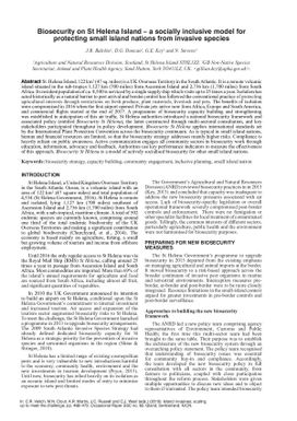 Biosecurity on St Helena Island  a socially inclusive model for protecting small island nations from invasive species