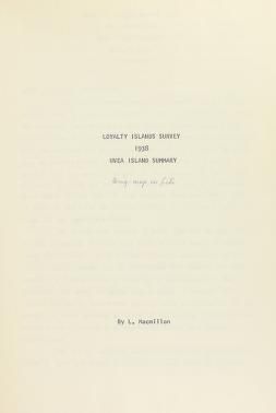 Loyalty Islands survey 1938 : Uvea Island summary : original map in file