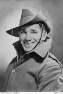 Studio portrait of SX12372 Private (Pte) Percy Arthur Badenoch, 2/10 Battalion, AIF. A gardener from Carey's Gully, SA, Pte Badenoch enlisted with the 2/10th Battalion on 26 April 1941. He was ..