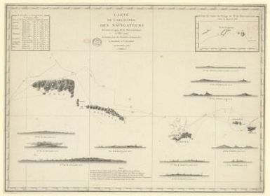 Map of the archipelago of the navigators discovered by M. de Bougainville in May 1768, and recognized by the French frigates the Compass and the Astrolabe in December 1787