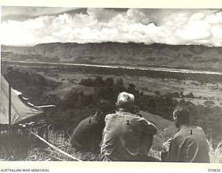 KESAWAI, RAMU VALLEY, NEW GUINEA, 1944-03-05. QX1785 PRIVATE F.G. MILGOOD (1); VX28413 PRIVATE V. MANNING (2); AND VX73458 PRIVATE A.T. HANLEY (3); MEMBERS OF NO.16 PLATOON, "D" COMPANY, 2/12TH ..