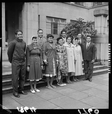 Group of 10 people from Tokelau after they moved to Wellington.