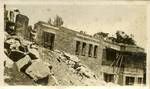 Unidentified men working on brickwork, Cliffside Apartments, Brisbane, 1936