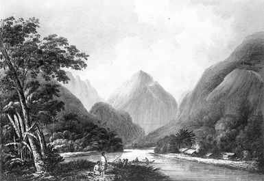 Webber, John 1751-1793 :A view in Oheitepeha Bay in the Island of Otaheite. J. Webber R. A. fecit. London, publ April 1 1809 by Boydell & Comp.y No. 90 Cheapside.