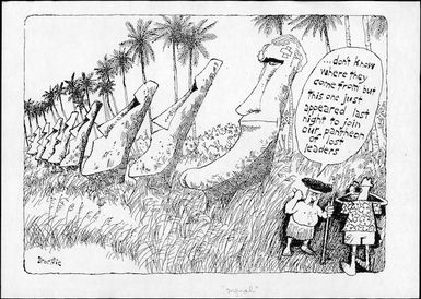 Brockie, Bob 1932-: ...don't know where they come from but this one just appeared last night to join our pantheon of lost leaders. Evening Post, 6 June 1990.