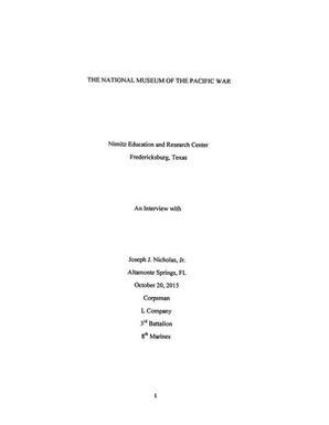 Oral History Interview with Joseph Nicholas, October 20, 2015