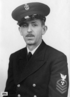Photograph of Don Schuyler, Sr. in his Navy Chief Petty Officer dress uniform, 1943-1944