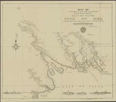 Sketch map shewing the rivers and an outline of the coast from Long. 143°40'E to Long. 144°35'E, Gulf of Papua, British New Guinea : surveyed by ship compass, distance by estimation and rate of launch / surveyed by J.B. Cameron, Geodetic Surveyor ; W. Knight, Govt. Engraver