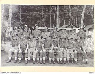 FAURO ISLAND, BOUGAINVILLE AREA. 1945-11-13. MEMBERS OF 14 PLATOON, C COMPANY, 7 INFANTRY BATTALION. (FOR IDENTIFICATION OF 17 NAMED PERSONNEL REFER TO PROVISIONAL CAPTION OR NAME INDEX.)