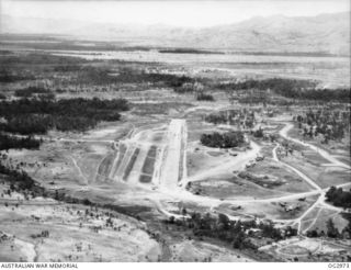 NADZAB, NEW GUINEA. 1944-02-15. AERIAL PHOTOGRAPH OF ONE OF THE AIRSTRIPS AT THE ALLIED BASE