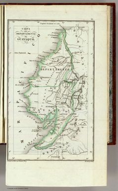 Carta del Departamento de Guayaquil. Gravado en Paris por Darmet, 1827. Escrito por Hacq. (Por Jose Manuel Restrepo. Paris, Libreria Americana, 1827)