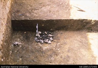 SAD/IV, hearth (3 or 4?) on top of volcanic ash zone 3, looking North