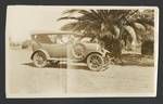 JK Murray at the wheel of car with passengers in back seat, Queensland Agricultural High School and College, c1923 to ?