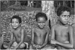 Children sit under tree