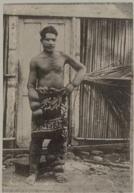 A Tahitian suffering from elephantiasis, Tahiti, approximately 1895