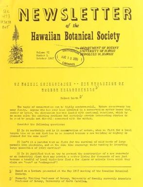 Newsletter - Hawaiian Botanical Society