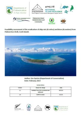 Feasibility assessment of the eradication of ship rats (R.rattus) and kiore (R.exulans) from Palmerston Atoll, Cook Islands