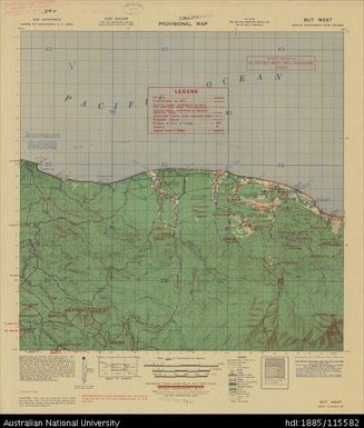 Papua New Guinea, Northeast New Guinea, But West, Provisional map, Sheet A54/16, 3127, 1944, 1:63 360