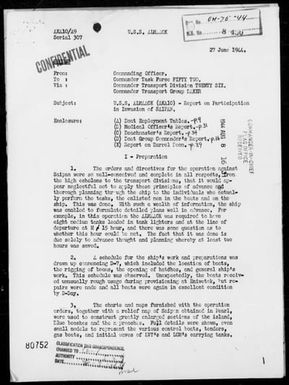 ALMAACK - Report on Participation in Invasion of Saipan Island Marianas, During the Period 6/15-24/44