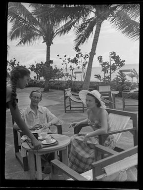 Dr Mrs Ferson and unidentified man, Tahiti