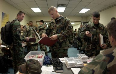 U.S. Air Force Airmen from the Thirteenth Air Force, Andersen Air Force Base, Guam go through a mobility line before deploying to Thailand in support of tsunami relief operations on Dec. 29, 2004. A 9.0 magnitude earthquake struck the coast of Indonesia killing over 100,000 peoplein various countries Southeast Asia. The Airmen are bound for Southeast Asia as part of a disaster relief operation following a 9.0 magnitude earthquake that struck off the coast of Indonesia causing a tsunami that have affected 12 countries and has killed at least 100,000 people. (USAF PHOTO by STAFF SGT. Bennie J. Davis III) (Released)