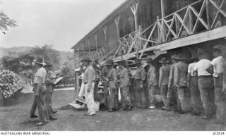 THE QUININE PARADE, RABAUL, 1917. (DONATED BY MR. F.O. CUTLER.) WARRANT OFFICER F.O. CUTLER A.N. & M.E.F