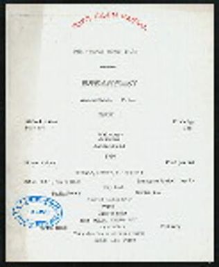 BREAKFAST [held by] TOYO KISEN KAISHA [at] EN ROUTE ABOARD HONG KONG MARU (SS)
