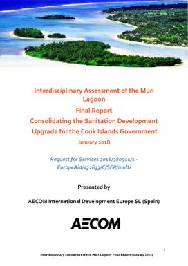 Interdisciplinary assessment of the Muri Lagoon. Final report. Consolidating the sanitation development upgrade for the Cook Islands government.