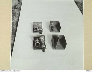 LAE, NEW GUINEA. 1944-09-04. SECTIONS OF THE SPECIAL FIELD STRENGTH MEASURING EQUIPMENT USED BY SCIENTISTS FROM THE C.S.I.R. (COUNCIL FOR SCIENTIFIC AND INDUSTRIAL RESEARCH) NEW ZEALAND IN THEIR ..
