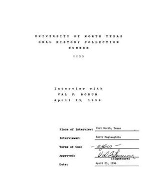 Oral History Interview with Val F. Borum, April 23, 1996