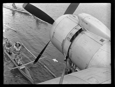 Welcoming reception for TEAL (Tasman Empire Airways Limited) passengers, Papeete, Tahiti