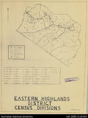 Papua New Guinea, Eastern Highlands District Census Divisions, 1958, 1:506 880