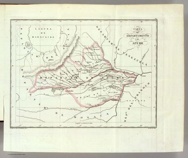 Carta del Departamento de Apure. Gravado en Paris por Darmet, 1827. Escrito por Hacq. (Por Jose Manuel Restrepo. Paris, Libreria Americana, 1827)