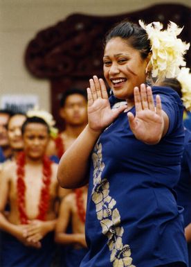 Ōrongomai Marae 2004; Waitangi open day; Susana Asovale from Our Lady of Grace church Samoan group.