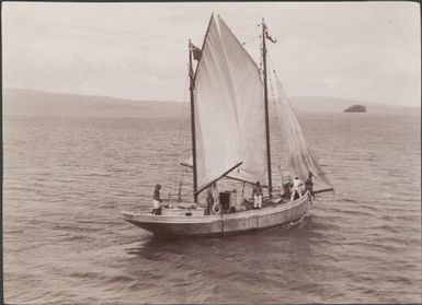 Dr. Welchman's mission schooner The Ruth, in Pirihadi Bay, Solomon Islands, 1906, 2 / J.W. Beattie