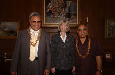 Secretary Gale Norton, center, with members of visiting political delegation from American Samoa, at Department of Interior headquarters