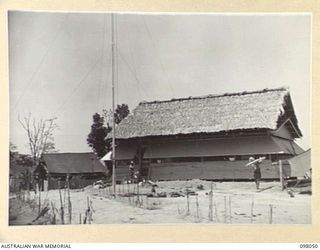 NAMANULA, RABAUL, NEW BRITAIN, 1945-10-15. THE GENERAL OFFICER COMMANDING'S LIVING QUARTERS, HEADQUARTERS 11 DIVISION. THE COMMANDER'S HOUSE AND MESS ARE SITUATED ON THE OLD GOVERNMENT HOUSE SITE