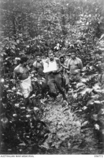 SALAMAUA AREA, NEW GUINEA. 1943-07-24. VX3347 CAPTAIN L. A. CAMERON MC AND BAR, OFFICER COMMANDING, "D" COMPANY, 2/5TH BATTALION, ON THE WAY FROM THE MOUNT TAMBU AREA TO THE AUSTRALIAN ADVANCED ..