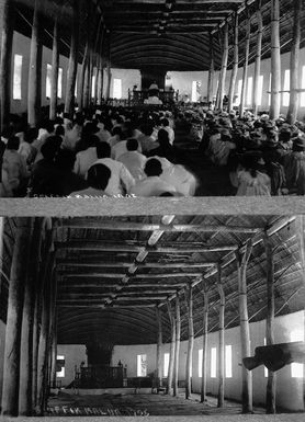 Two interior views of a church at Malua, Samoa