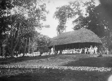 Opening of Avele School in Samoa, showing Member of Parliament Faipule speaking