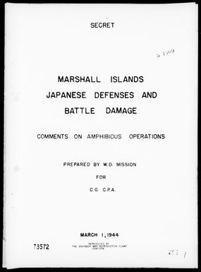 CG, CENPAC AREA - Marshall Islands - Jap Defenses & Battle Damage Comments on Amphibious Ops