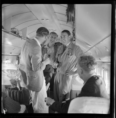 Qantas Empire Airways, Bird of Paradise Service passengers, H E Clark, Mumeng, A Pinkerton, Buin, and J Murphy, Bulolo, Papua New Guinea