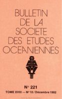 Bulletin de la Société des Études Océaniennes numéro 221