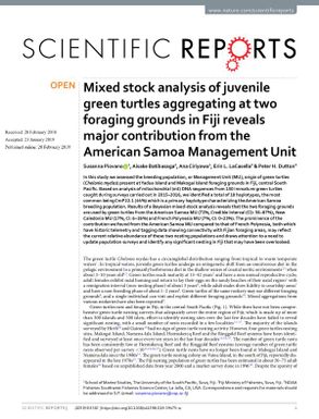 Mixed stock analysis of juvenile green turtles aggregating at two foraging grounds in Fiji reveals major contribution from the American Samoa Management Unit