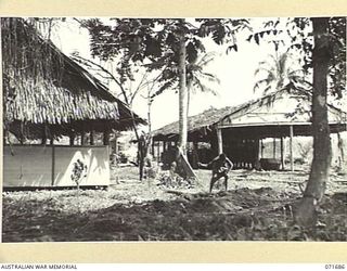 LAE, NEW GUINEA. 1944-03-25. THE ARMY EDUCATIONAL BRANCH OFFICE AT HEADQUARTERS ARMY EDUCATION SERVICE ATTACHED TO HEADQUARTERS LAE BASE SUB-AREA AND THE MILITARY FORWARDING OFFICERS' OFFICE